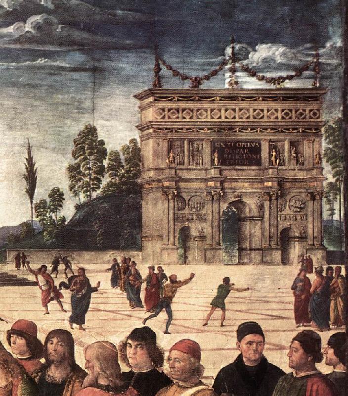 Christ Handing the Keys to St. Peter (detail) as, PERUGINO, Pietro